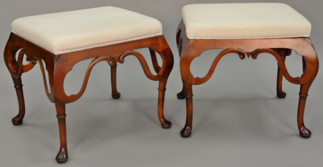 Pair of Queen Anne style ottomans. ht. 20in., top: 17 (1 of 4)