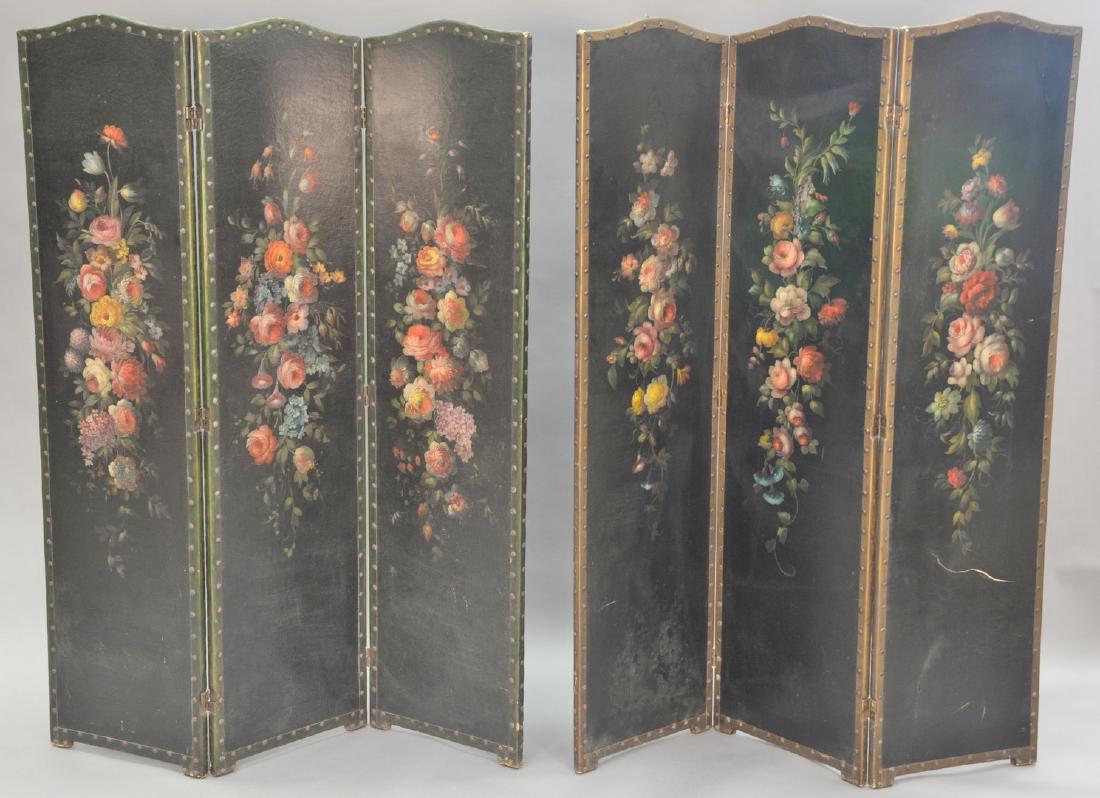 Pair of three fold dressing screen with hand painted (1 of 5)
