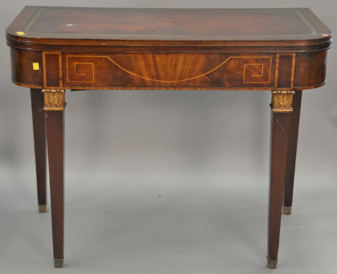 Two piece lot to include mahogany leather top console (1 of 7)