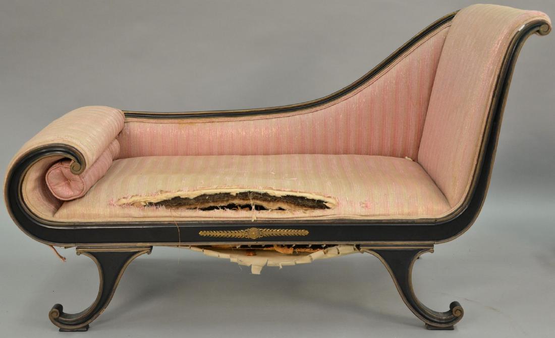 Duncan Phyfe style chaise lounge. wd. 55in.: Duncan Phyfe style chaise lounge. wd. 55in.