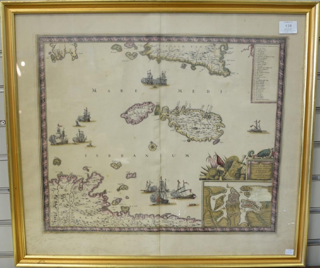 Double page engraved map, Insula Malta Accuratissime (1 of 12)