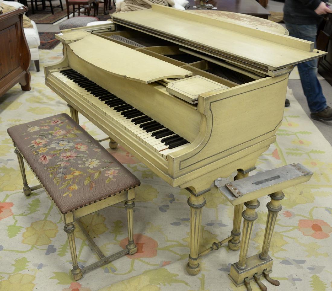 Baby grand piano and needlepoint top bench (finish as (1 of 12)