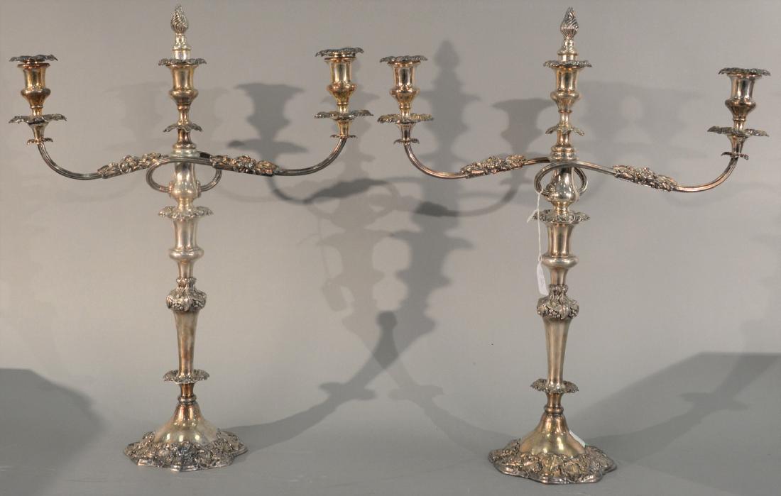 Sheffield silverplated candelabra having repousse (1 of 10)