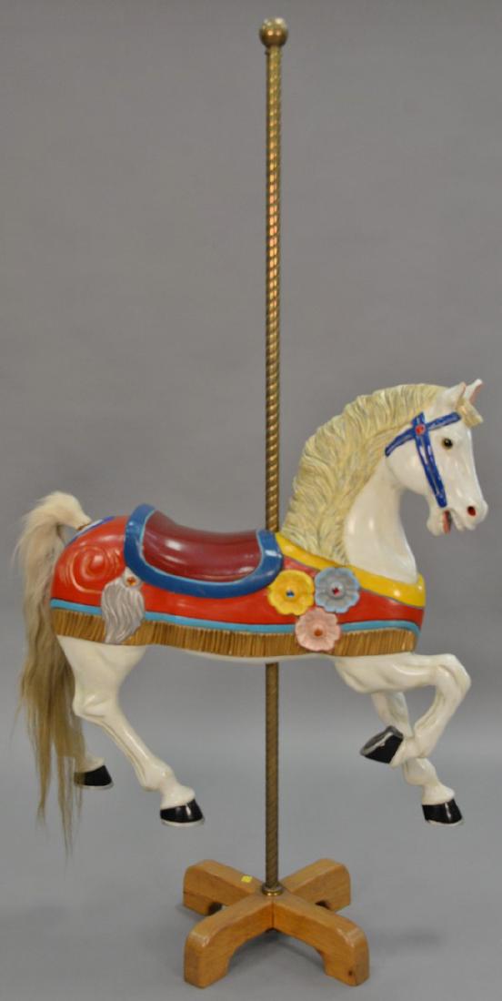 Carousel style horse with brass post, circa 1988 (one (1 of 8)