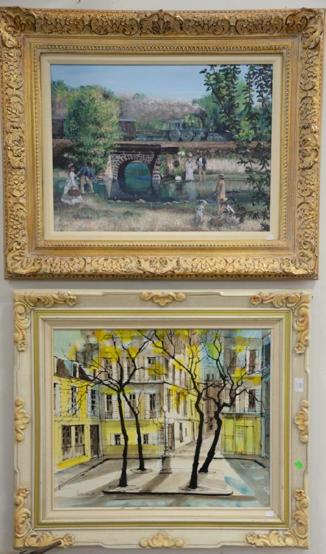 Three framed contemporary oil paintings including a (1 of 4)