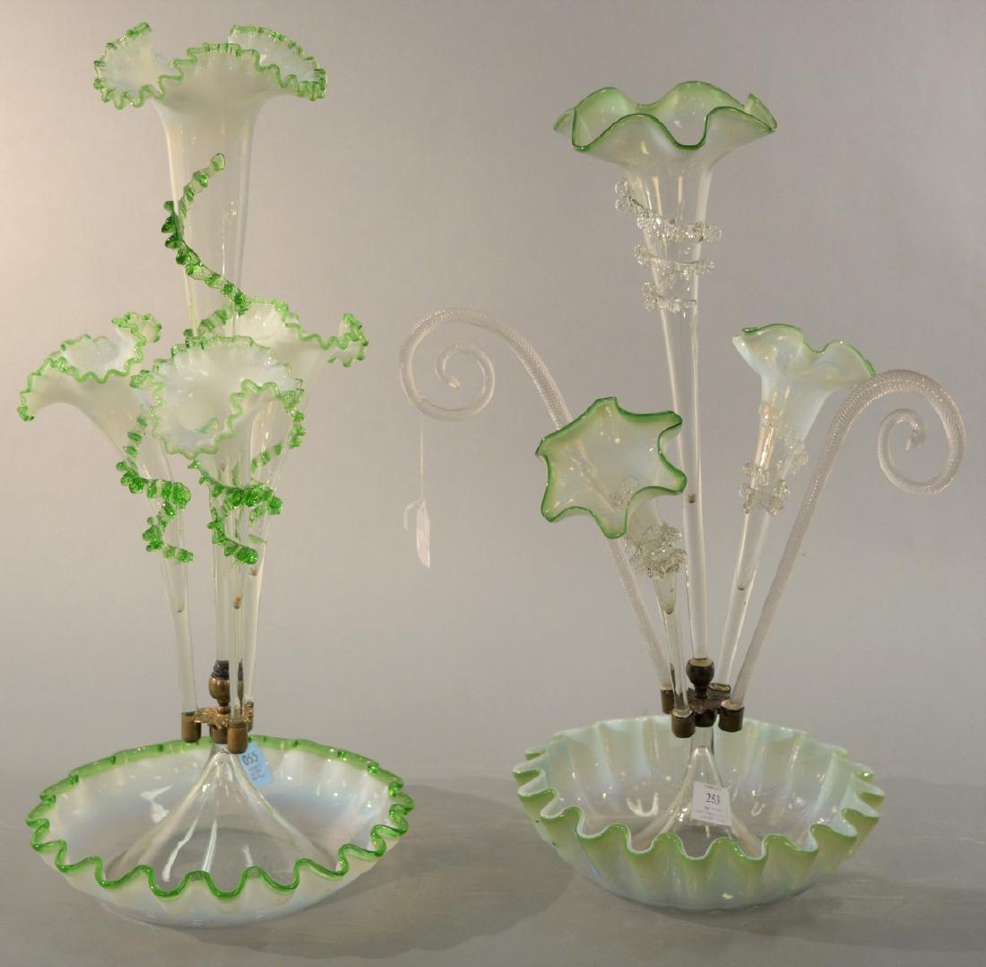 Two Victorian glass epergnes, one with ruffle rim bowl (1 of 10)