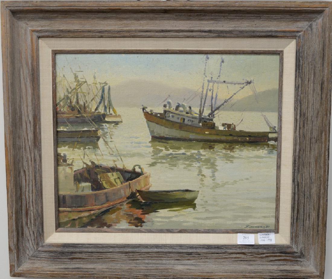 Warren Zimmer (1914-1998), oil on board, Fishing Boat (1 of 4)