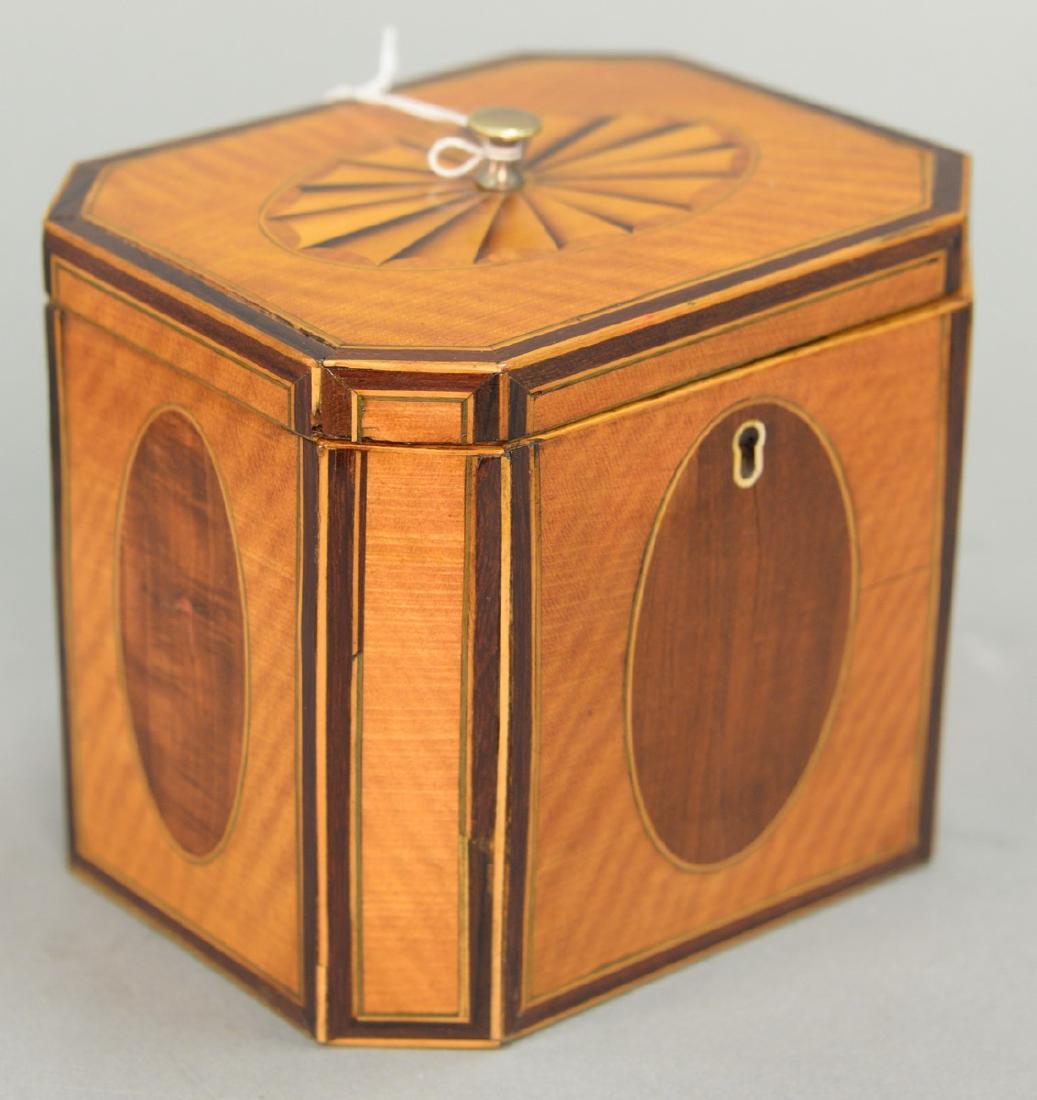 Federal inlaid tea caddy having oval fan inlaid top (1 of 5)