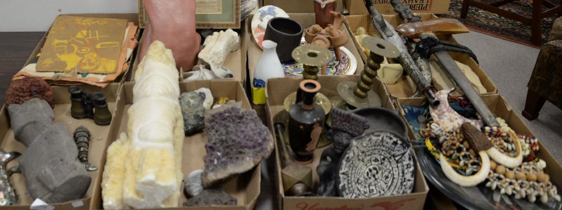 Eight box lots to include Egyptian, Indian, Polynesian, (1 of 9)