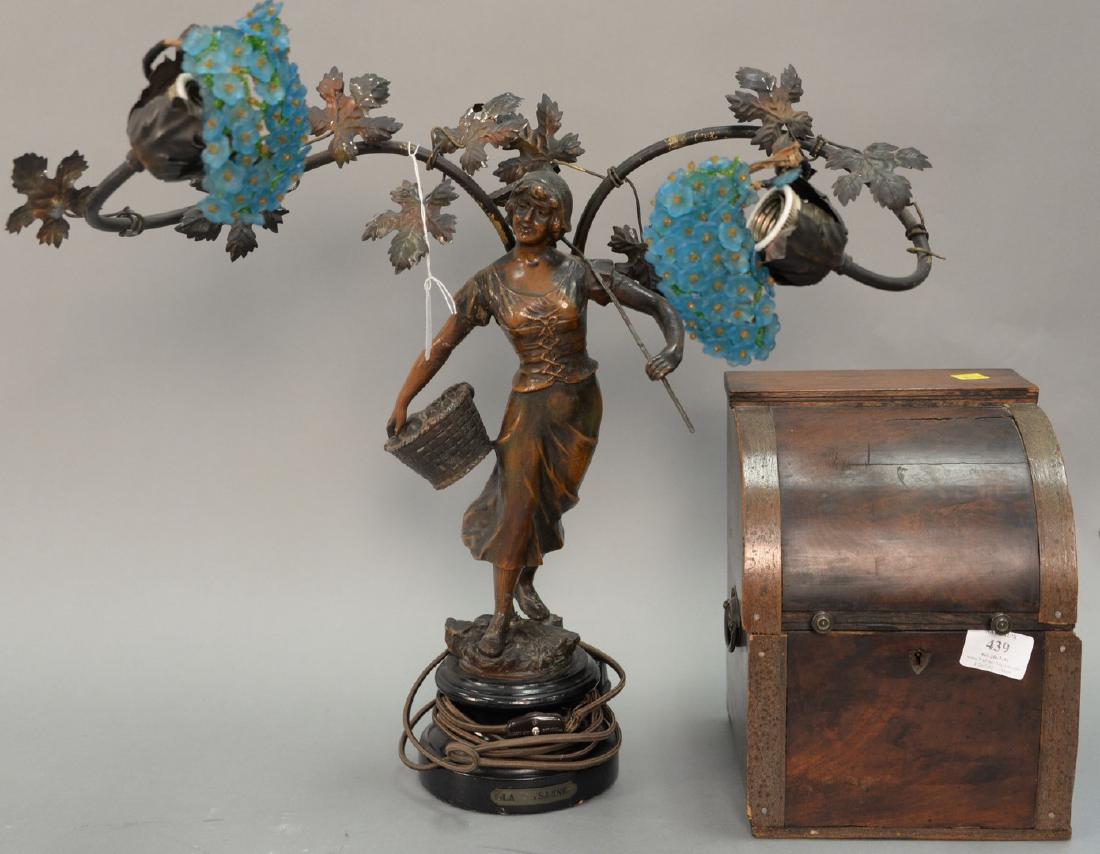 Two piece group to include Antique liquor box (missing (1 of 8)