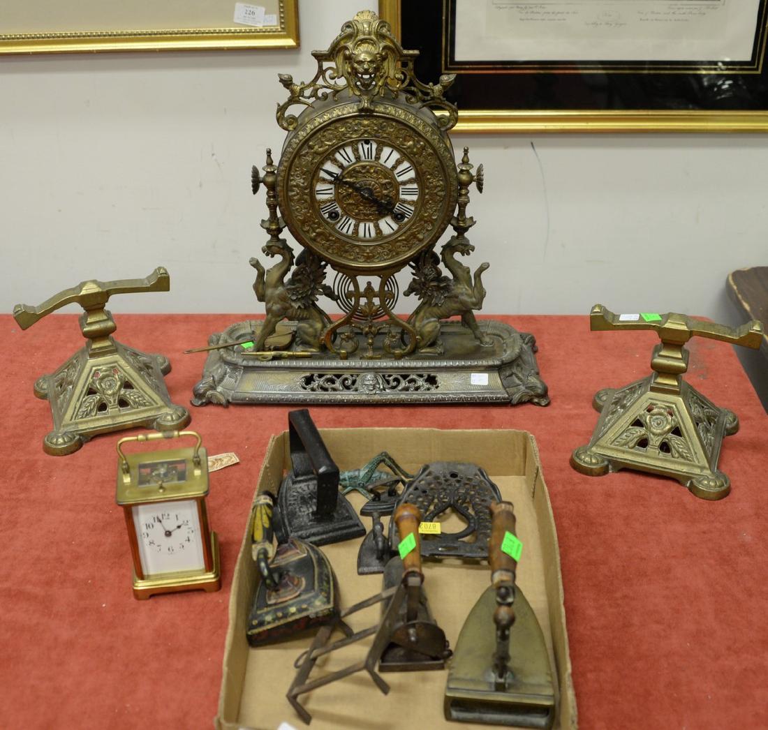 Group lot to include a French clock with winged (1 of 7)