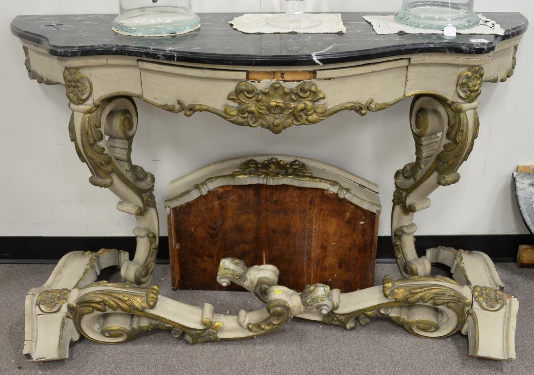 Pair of marble top Louis XV style console tables (as (1 of 5)