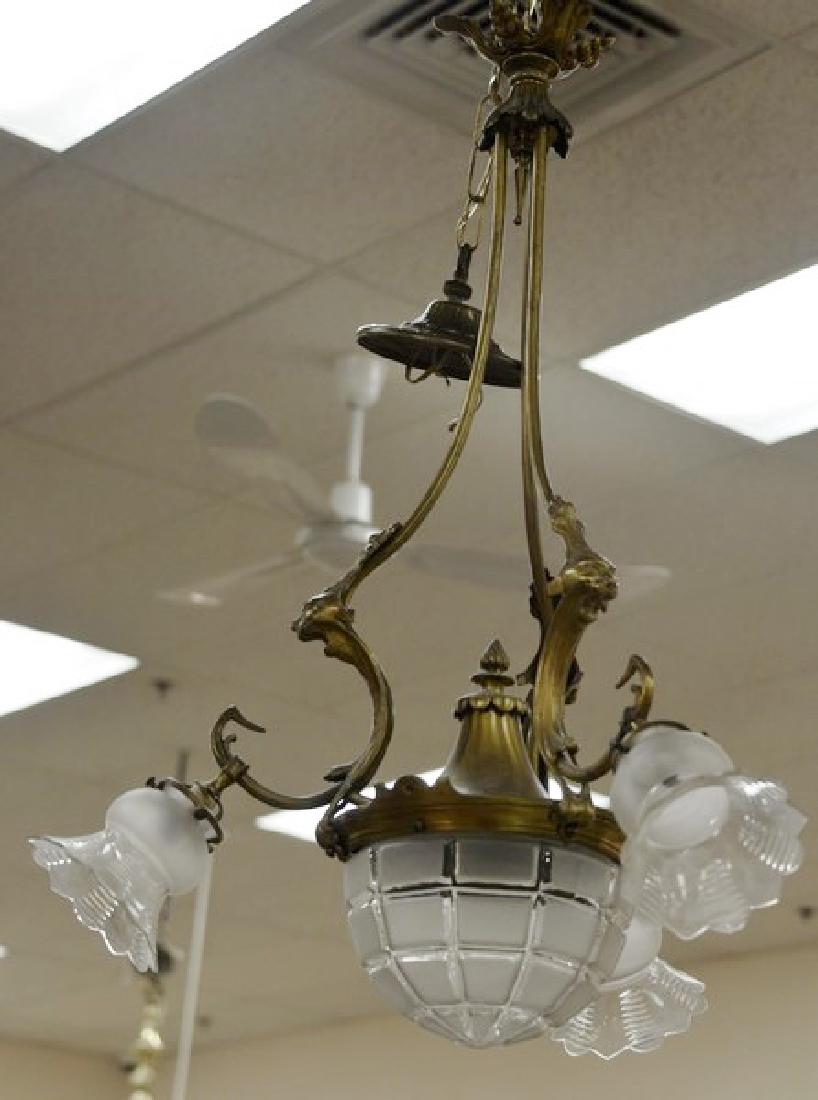 Two hanging lights including one Victorian oil lamp (1 of 3)