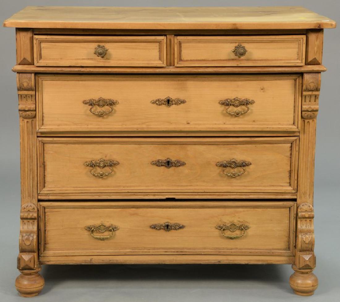 Pine two over three drawer chest. ht. 32 1/2in., top: (1 of 3)