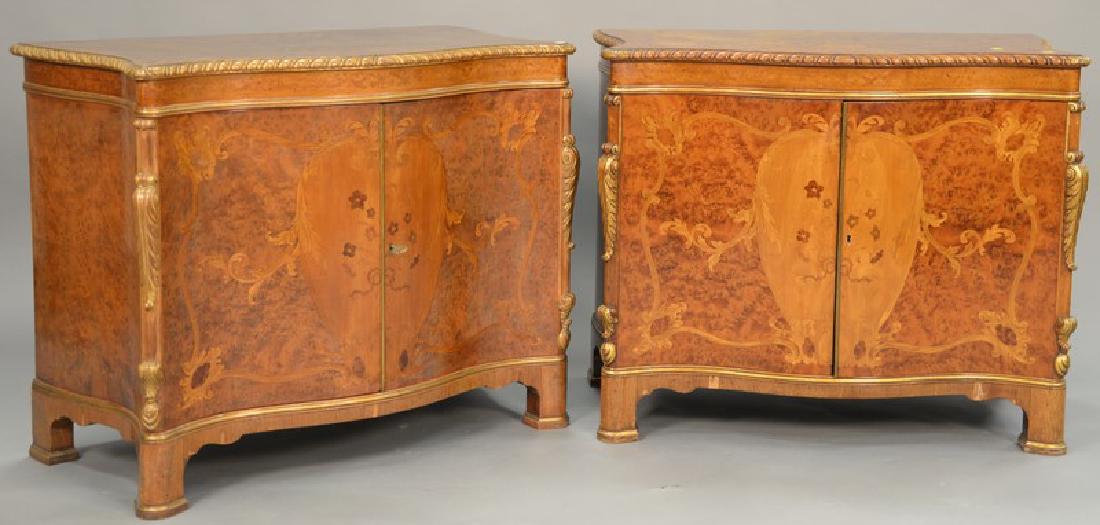 Pair of burlwood two door cabinets. ht. 31in., wd. (1 of 6)