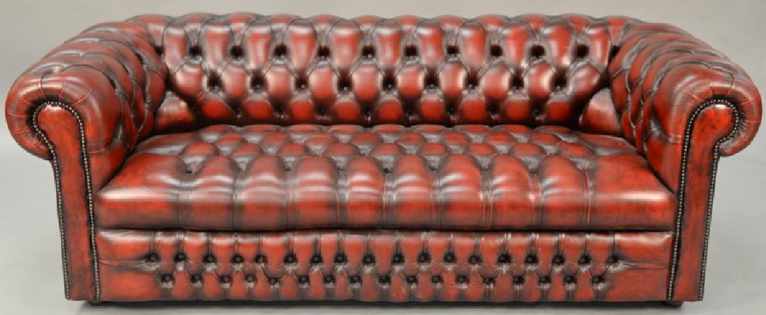 House of Chesterfield sofa, tufted leather upholstery, (1 of 5)