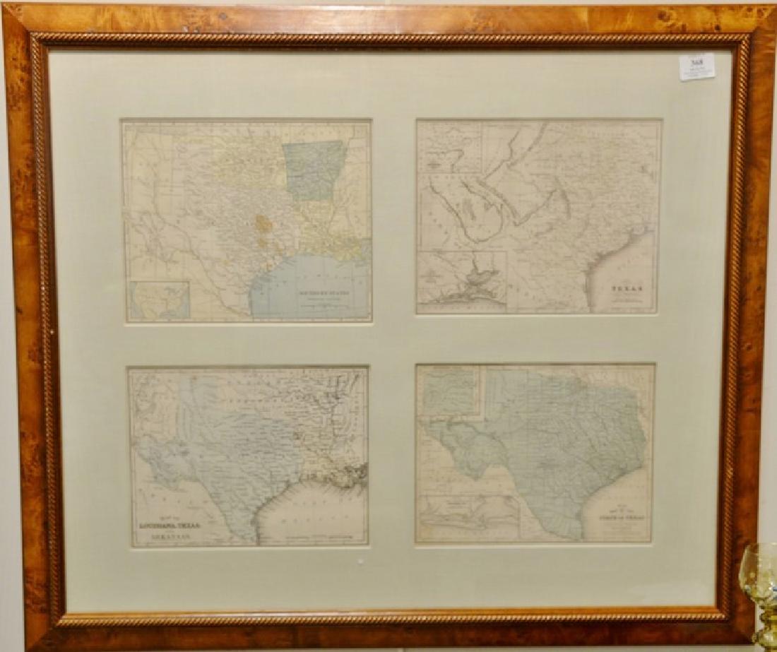 Group of four engraved maps in one frame including No. (1 of 5)