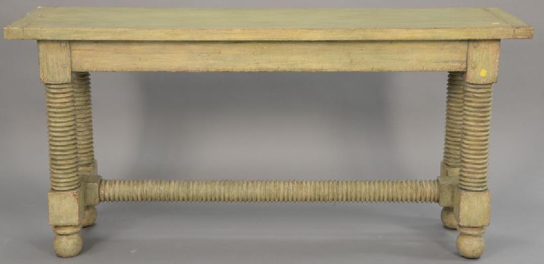 Jacobean style painted hall table. ht. 32in., top: 18" (1 of 3)