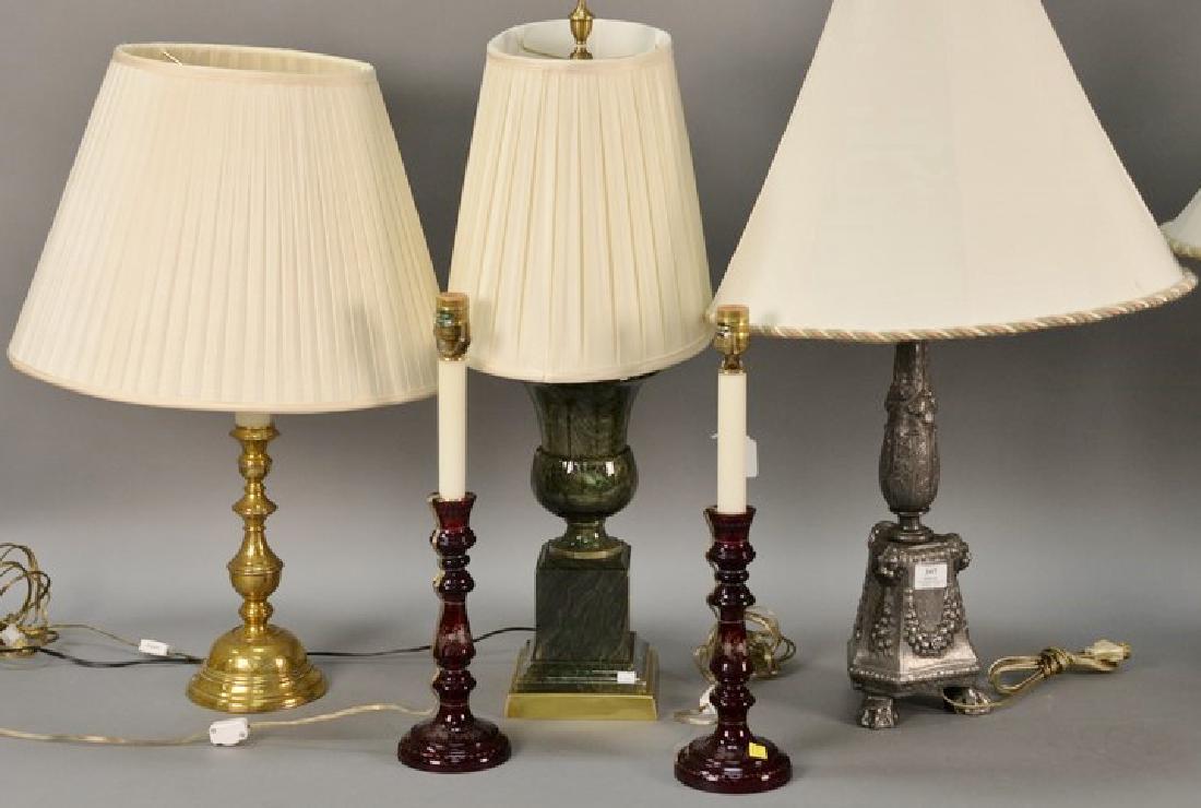 Six table lamps including two pair and two odd lamps. (1 of 4)