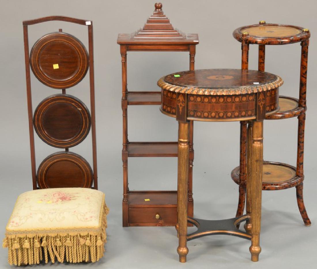 Five piece group lot to include three stands, one (1 of 4)