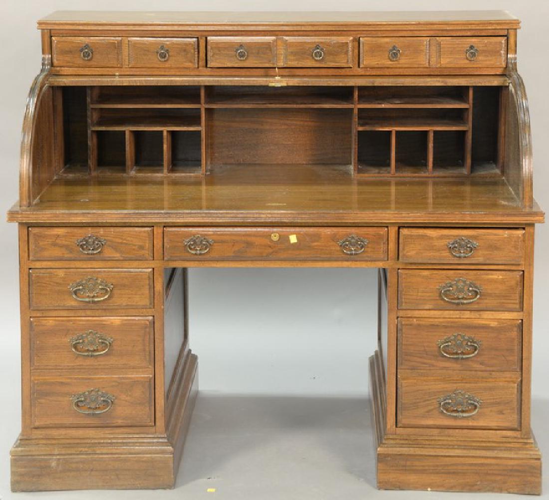 Ethan Allen Contemporary Oak Roll Top Desk Ht 48 Ethan Allen Contemporary Oak Roll Top Desk Ht 48
