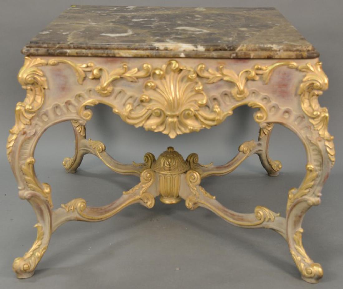 Large Continental French style marble top center table (1 of 5)
