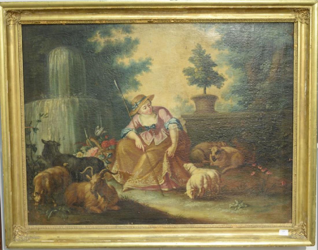 18th/19th century oil on canvas  Shepherdess with Her (1 of 8)