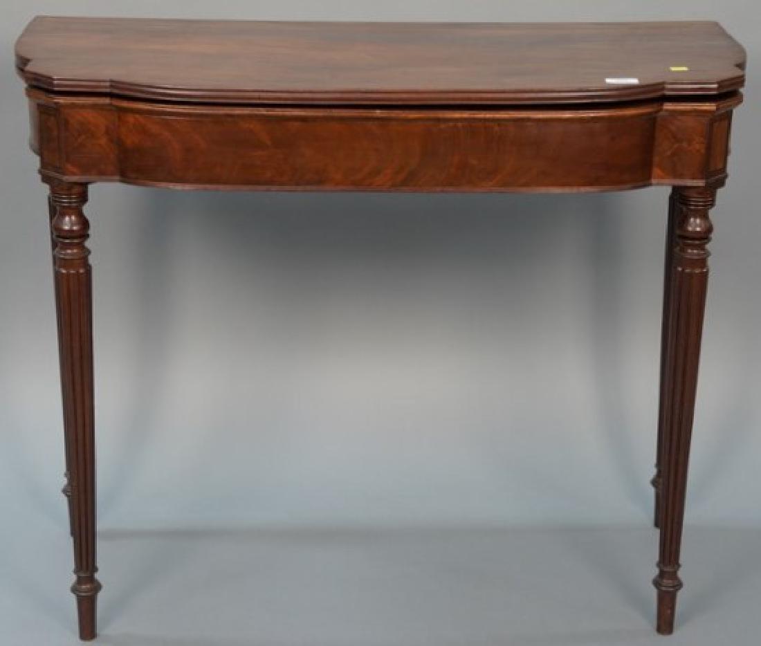 Sheraton mahogany games table with shaped top over (1 of 6)