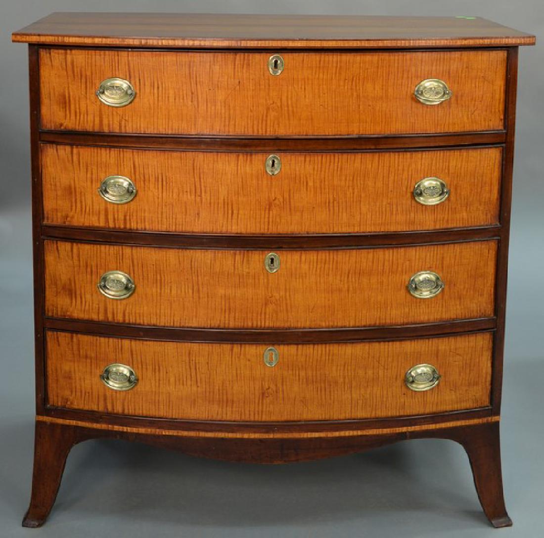 Federal mahogany bowed front chest with tiger maple (1 of 4)