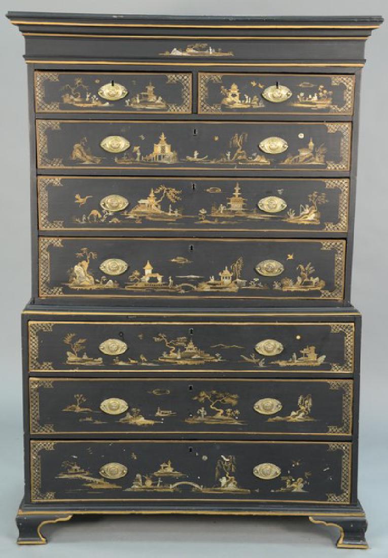 George II chest on chest in two parts with japanned (1 of 5)