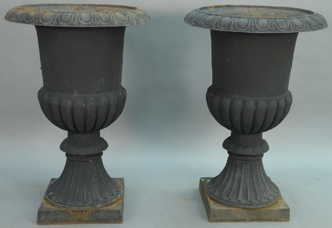 Pair of large iron urns.  height 47 inches, diameter 33 (1 of 4)