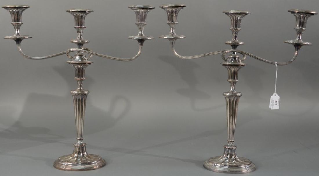 Pair of Sheffield silverplate candelabra with oval (1 of 6)