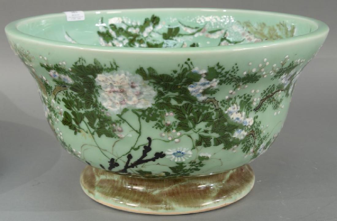 Celadon porcelain punch bowl on footed base.  height 10 (1 of 4)