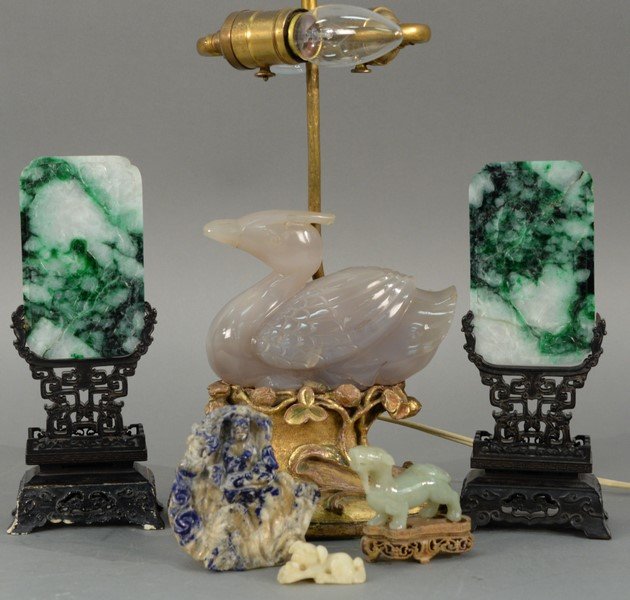 Six piece group of Asian hardstone pieces to include (1 of 8)