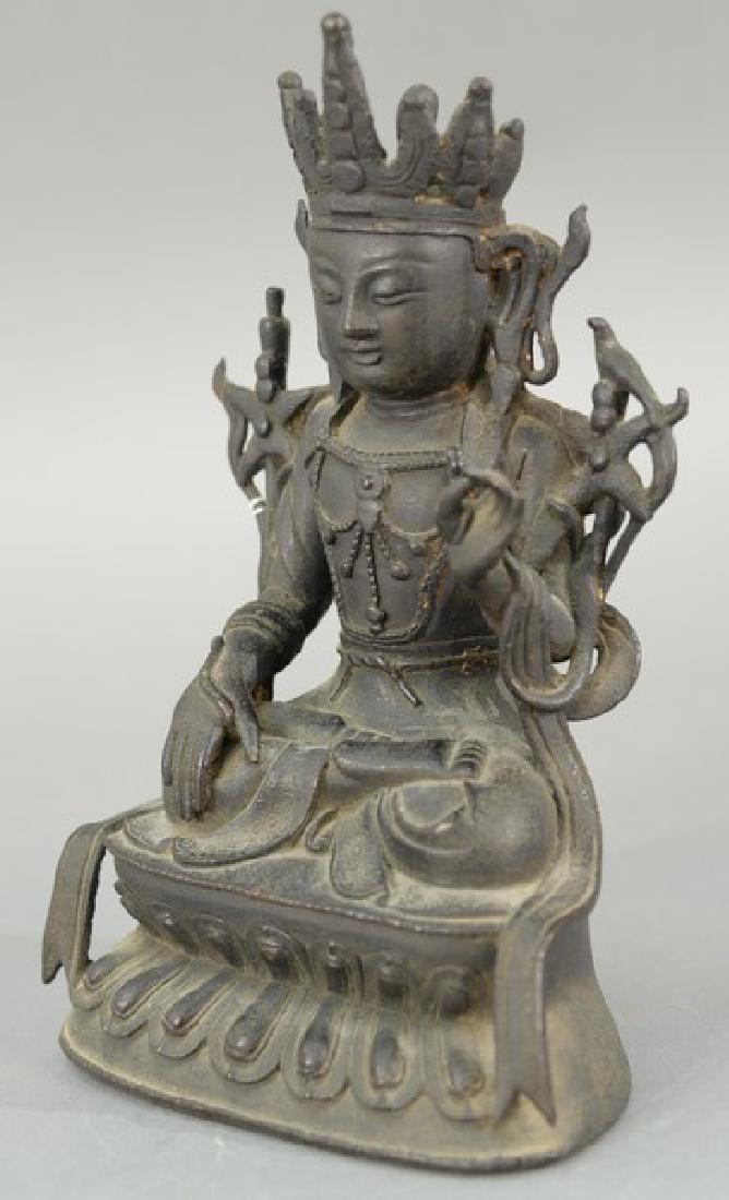 Chinese bronze buddha figure seated with crossed legs (1 of 4)