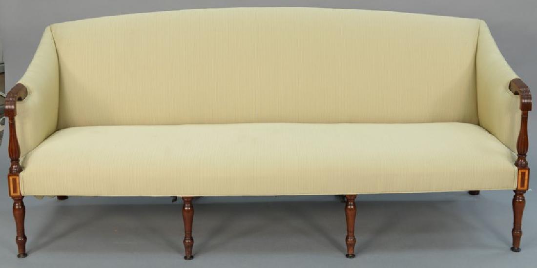 Sheraton mahogany sofa with exposed fluted arm and (1 of 5)