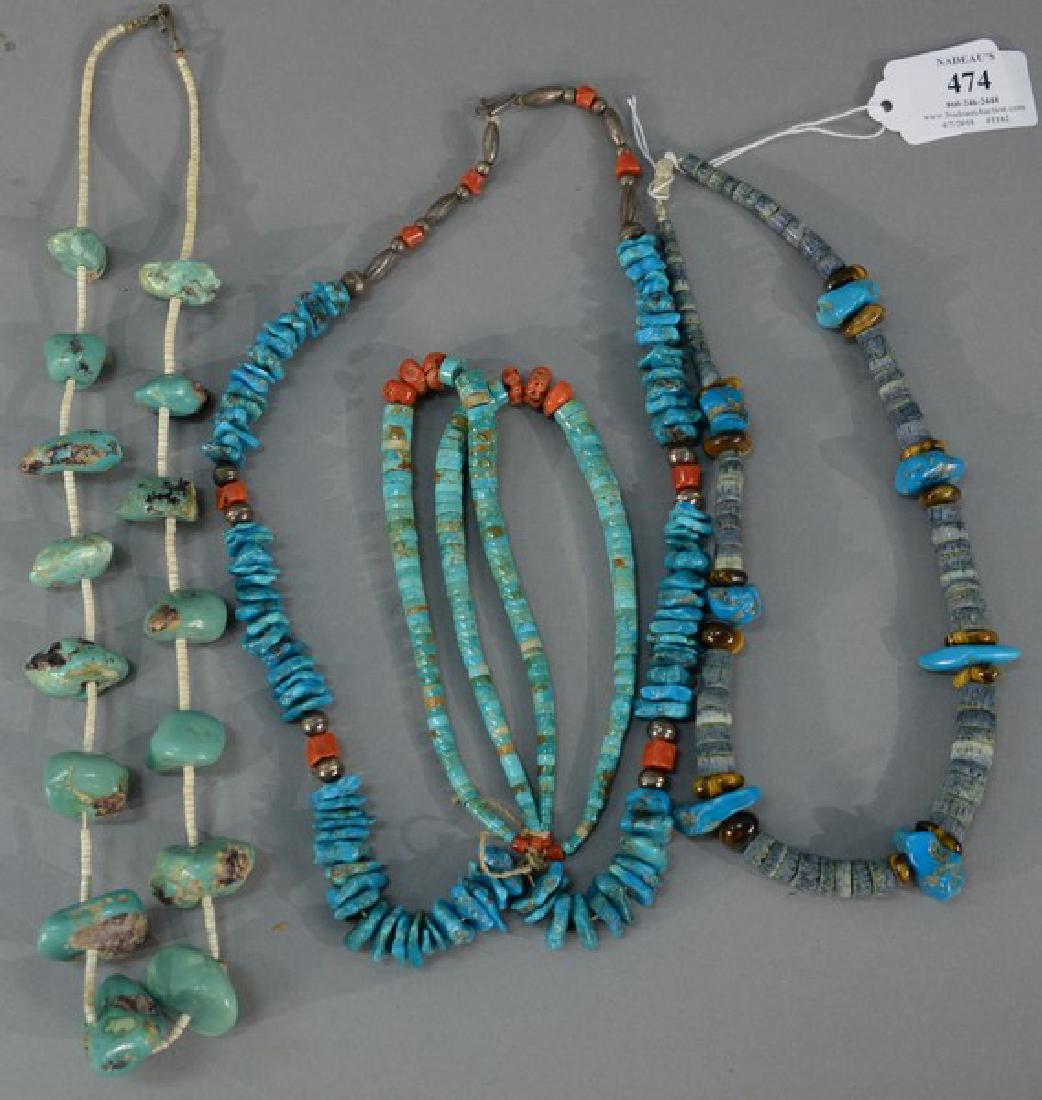 NO CREDIT CARDS FOR JEWELRY  Five turquoise necklaces, (1 of 4)