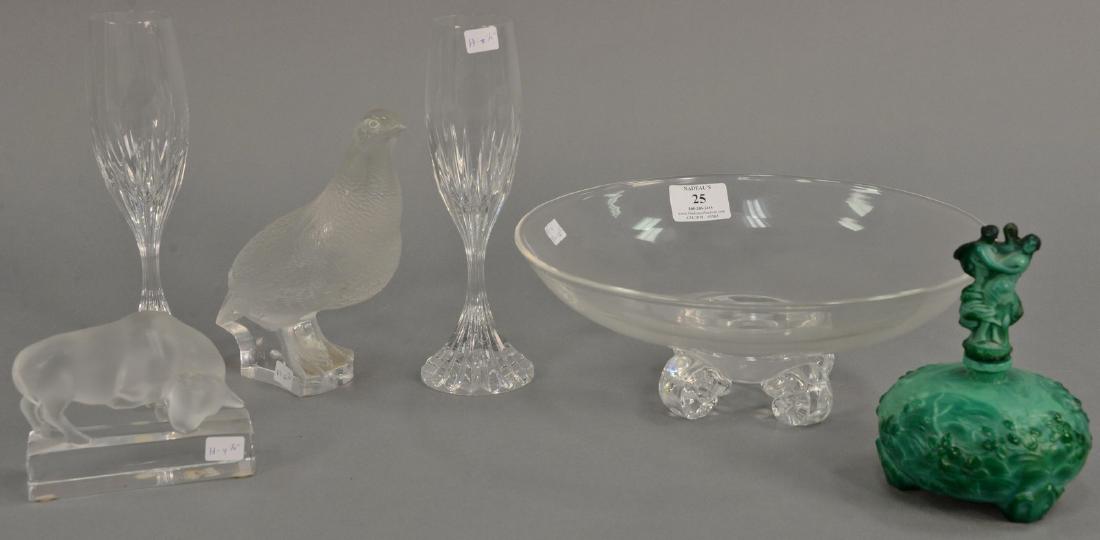 Group of Lalique quail, Lalique clear and frosted glass (1 of 6)