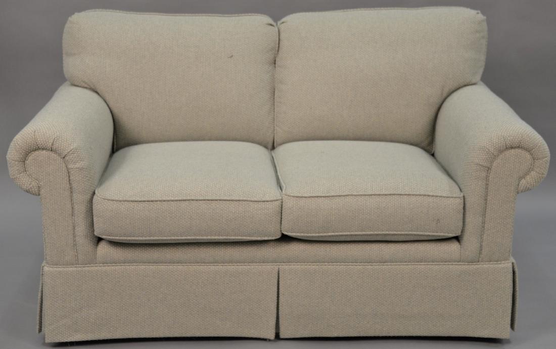 Sherrill upholstered loveseat. lg. 61 in. Provenance:: Sherrill upholstered loveseat. lg. 61 in. Provenance: The Estate of Thomas F Hodgman of Fairfield, Connecticut