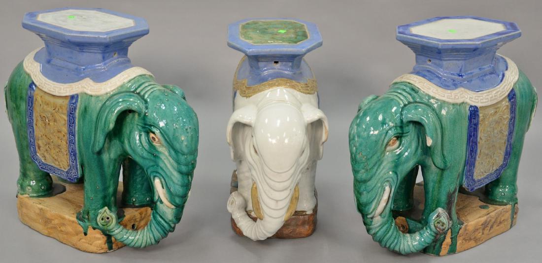 Three elephant garden seats. ht. 22 in., lg. 25 in.: Three elephant garden seats. ht. 22 in., lg. 25 in. Provenance: The Estate of Thomas F Hodgman of Fairfield, Connecticut