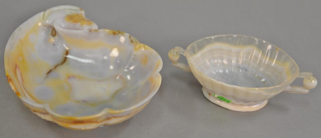 Two Chinese agate bowls, one with carved rams head (lg. (1 of 5)