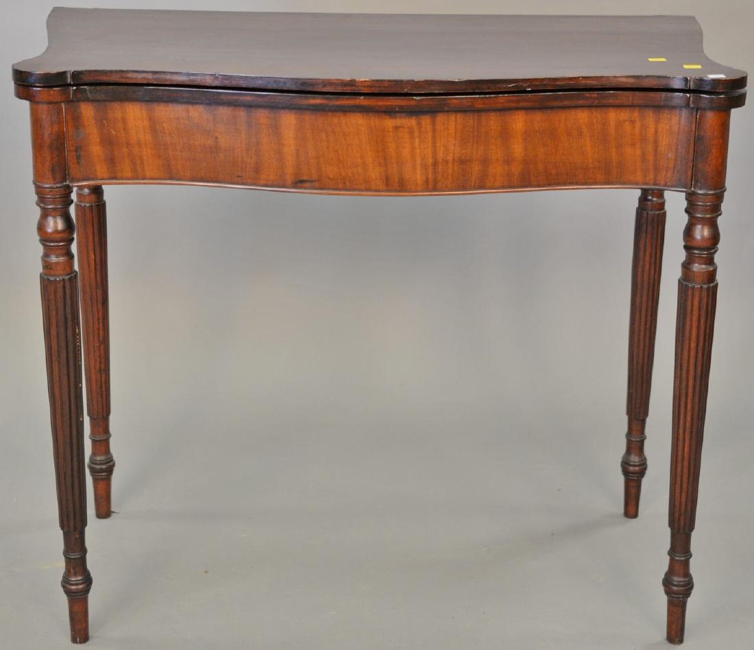 Sheraton mahogany game table on fluted legs. ht. 30 (1 of 4)