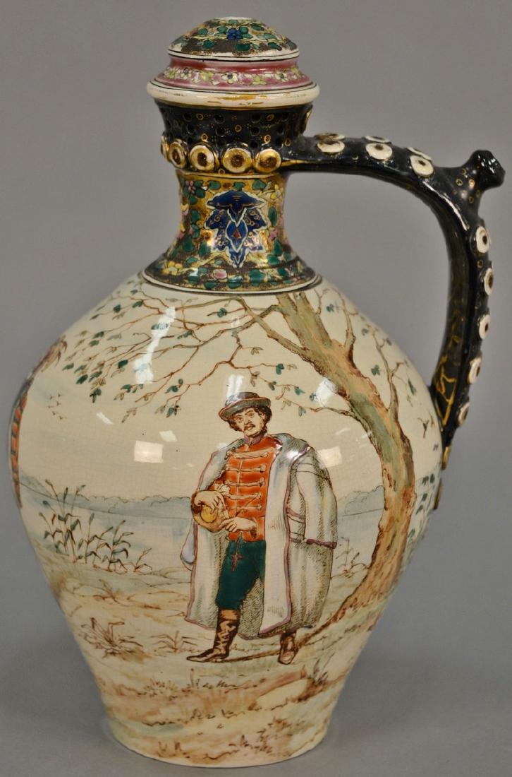 Fischer Budapest ewer Hungarian vase with painted (1 of 4)