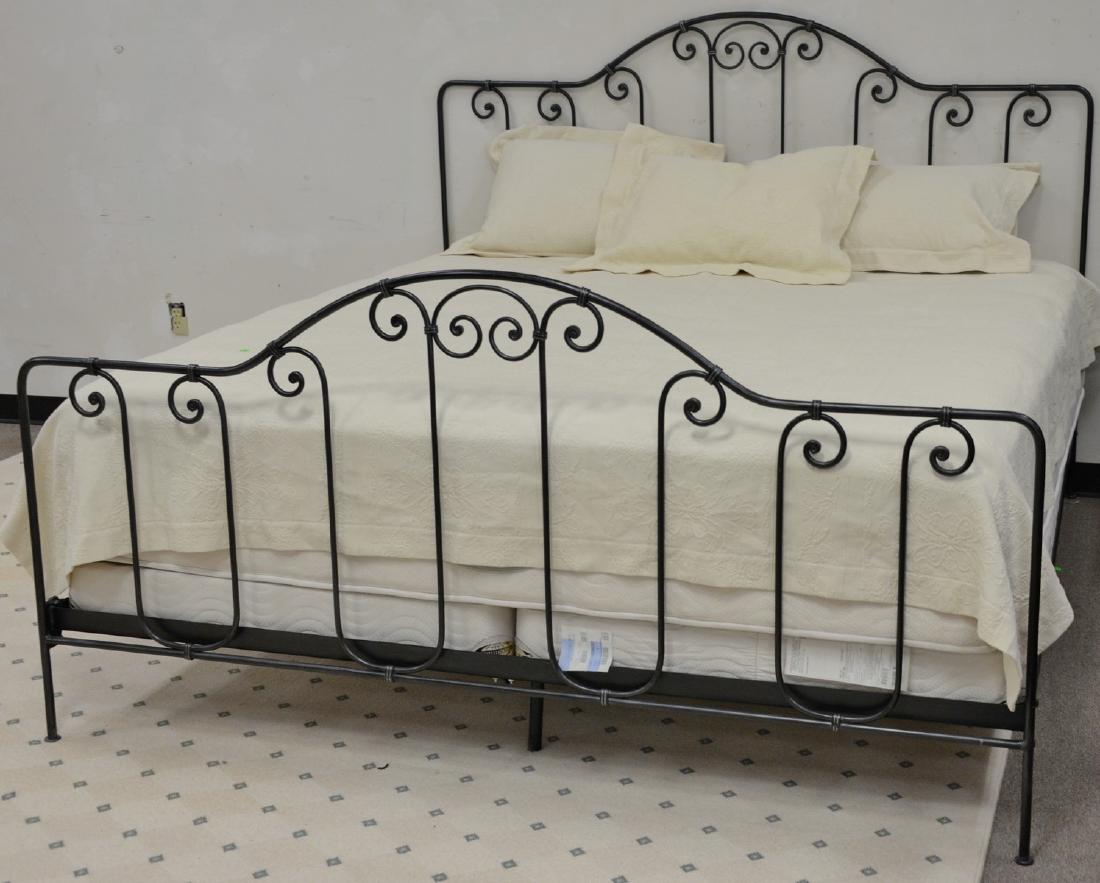 King size iron bed, complete with frame, mattress, box (1 of 4)