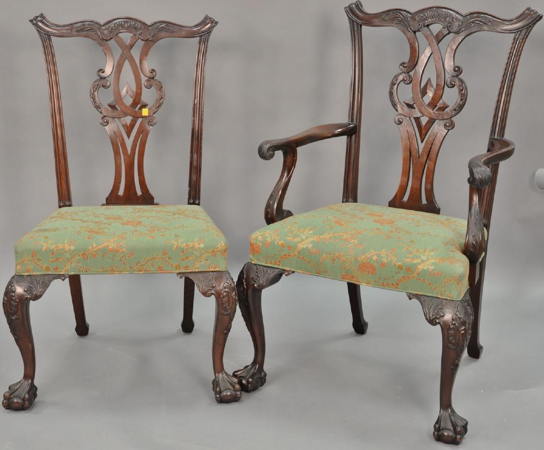 Set of four Chippendale style chairs, one arm and three (1 of 5)