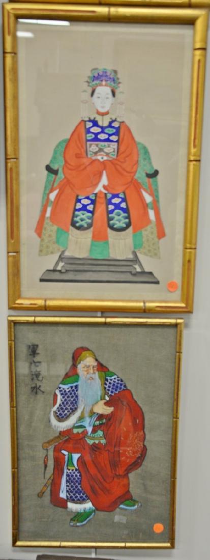 Four framed Chinese paintings to include a pair of 20th (1 of 3)