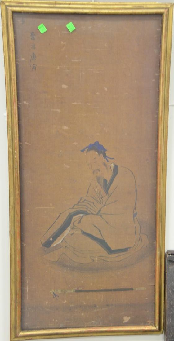 Two framed Chinese paintings to include an oil on silk (1 of 3)