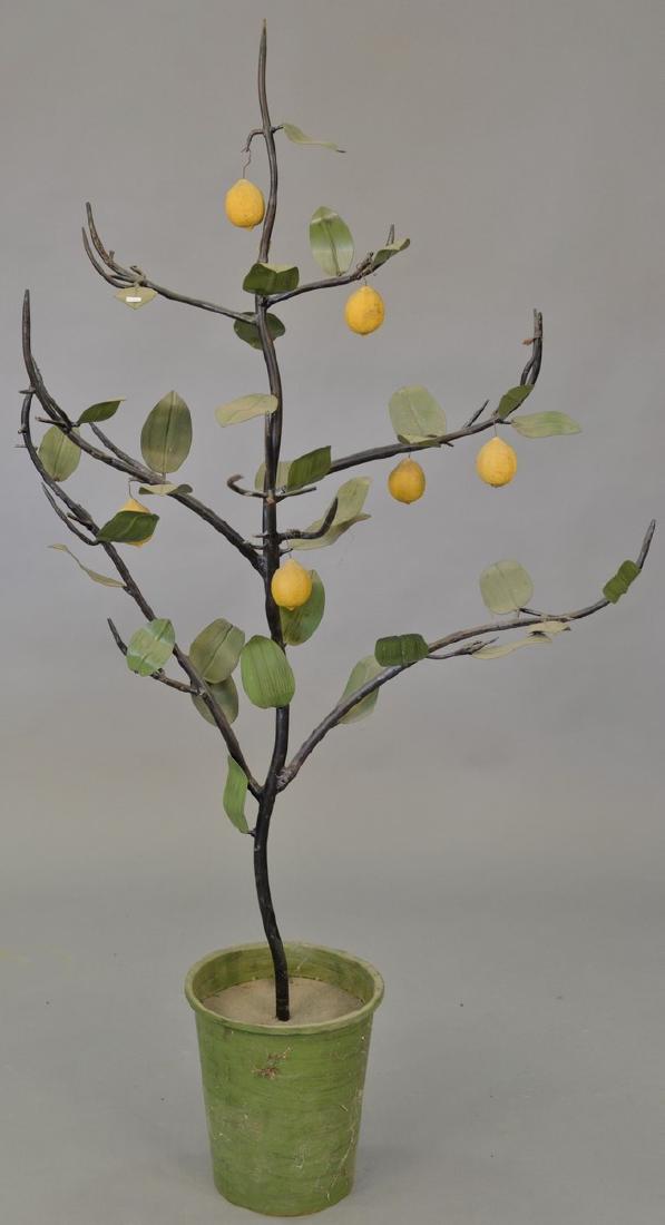 Metal lemon tree (several lemons missing). ht. 64 in.: Metal lemon tree (several lemons missing). ht. 64 in. Provenance: From the Estate of Faith K. Tiberio of Sherborn, Massachusetts