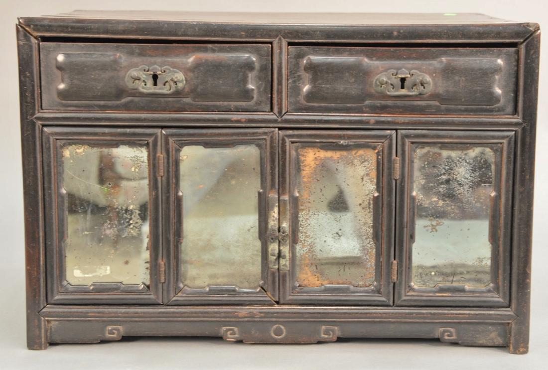 Chinese hardwood two over four door cabinet, mortise (1 of 5)