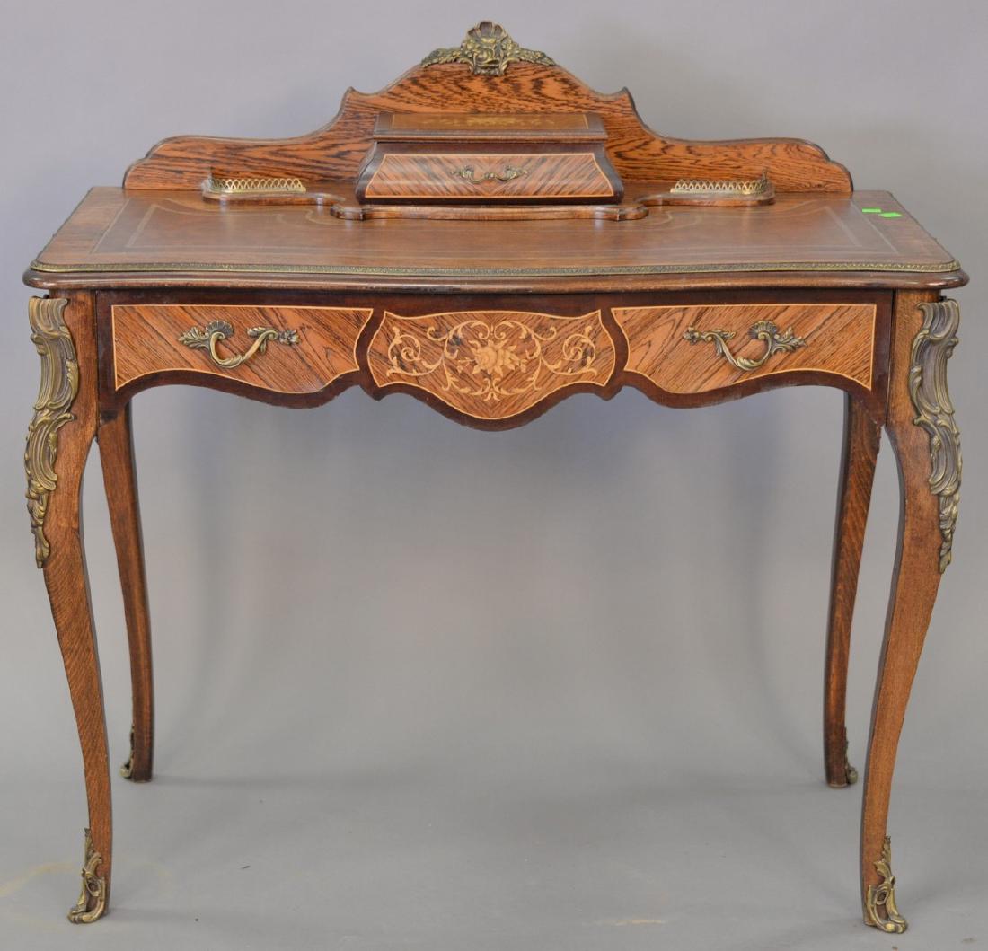 Louis XV style leather top desk with metal mounts. ht. (1 of 4)